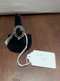 Black Onyx Ring Size 9 German Silver