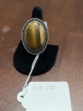 Tiger Eye Ring Size 9 German Silver