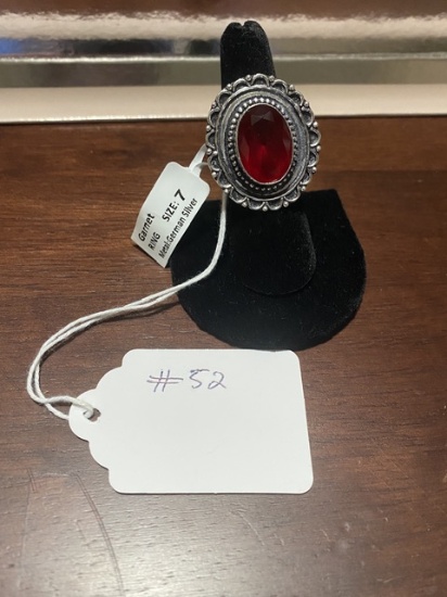 Garnet Ring Size 7 German Silver