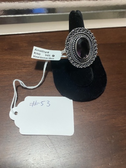 Amethyst Ring Size 9 German Silver