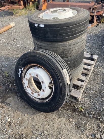 5 - 245/70R19.5 on 8 Lug Rims