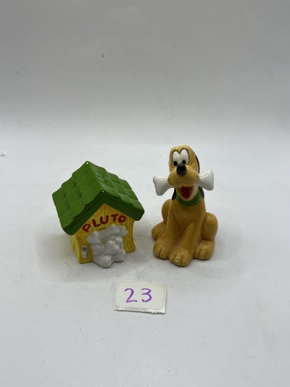 Pluto with his dog house salt and pepper shakers