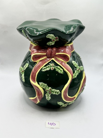 Ceramic gift bag cookie jar with original box