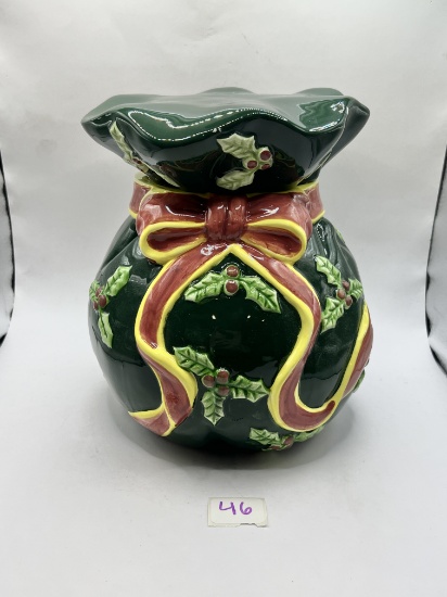 Ceramic gift bag cookie jar with original box