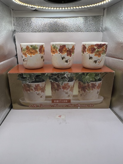 Ceramic harvest mini planter set with original box