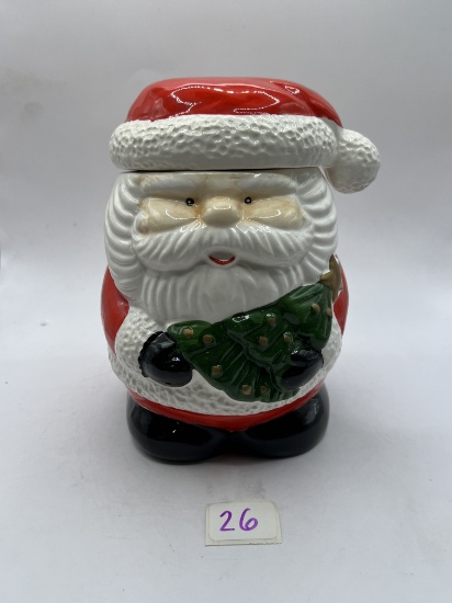 Santa handcrafted cookie jar with original box