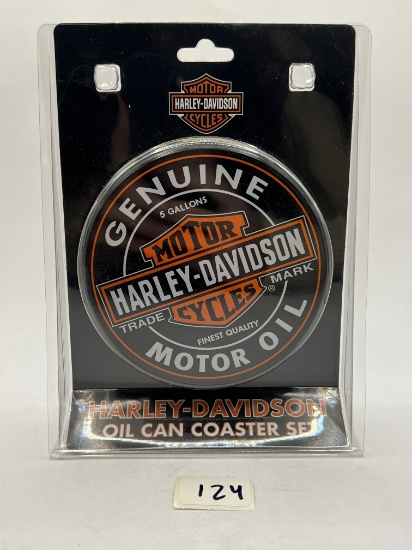 Harley Davidson Oil Can Coaster Set