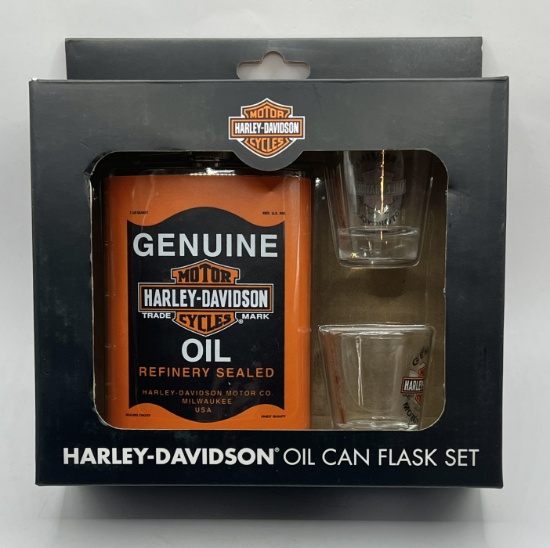 Harley-Davidson Oil Can Flask Set
