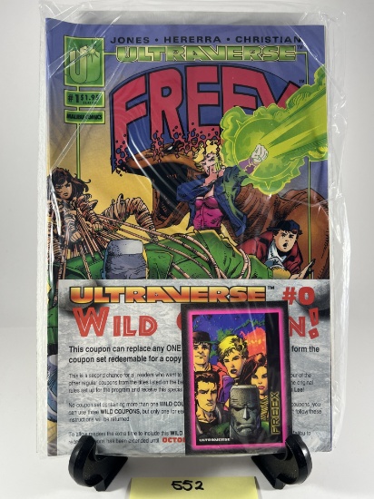 Freex #1 Ultraverse Comic Book with Wild Coupon and Trading Card Malibu Comics