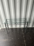 Glass Top Metal Frame Console Table - Used