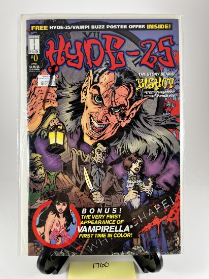 Hyde-25 Issue #0 Comic  Harris Comics April 1999 Includes Poster & First Appearance of Vampirella