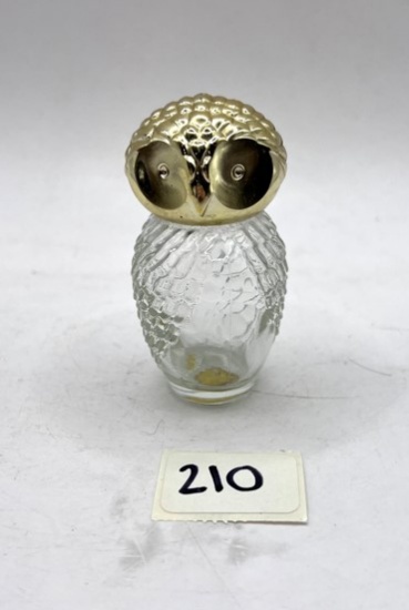 Small clear and gold owl Avon bottle