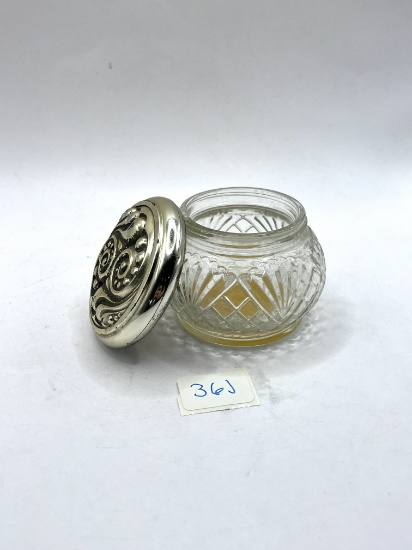 Round clear Avon jar