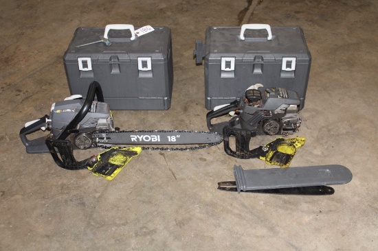 (2) Ryobi Gas Powered Chainsaw with Case