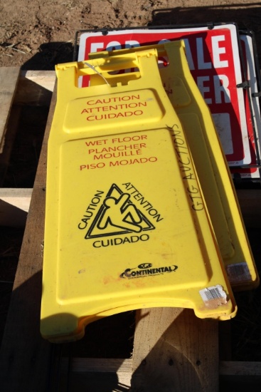 (2) Wet Floor Signs (4) For Sale Signs