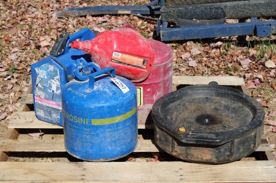 (5) Fuel Cans - Oil Drail Pan - Funnel