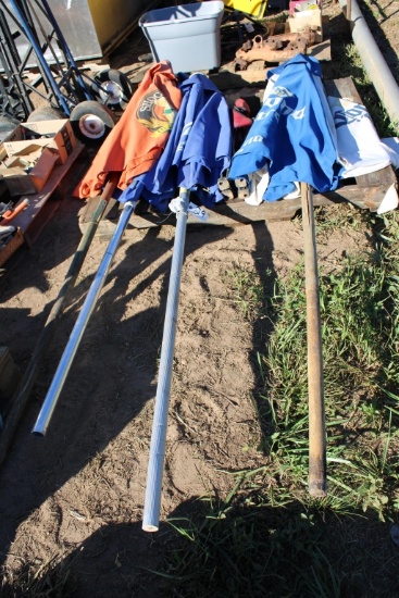 (4) Beer Market Umbrellas and Chair