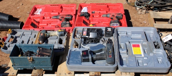 Lot. of Misc. Cordless Drills with Cases & Item