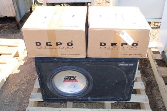 Automotive Tail Lights (Unknown Fit) & Speaker Box