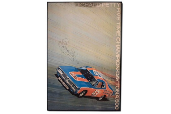 Framed Richard Petty Tribute Poster, Signed