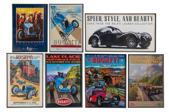 Group of Framed 'Bugatti' Posters