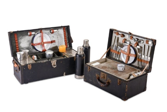 Pair of Vintage and Complete Picnic Baskets