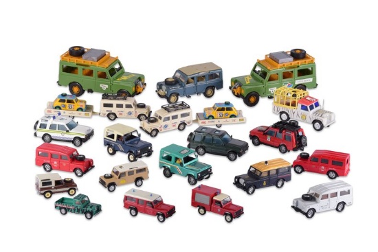 Group of Land Rover Toy Cars