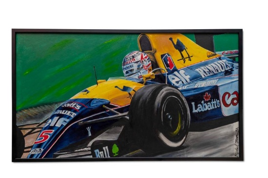 Framed Acrylic 'Formula 1"  Painting signed Michael Moore 1992