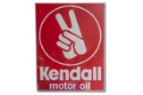 Set of Two 'Kendall Motor Oils' Painted Metal Sign and Double-sided Porcelain