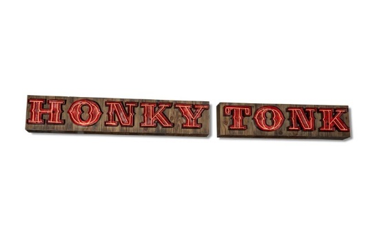 Neon 'Honky Tonk' 2 Piece Sign