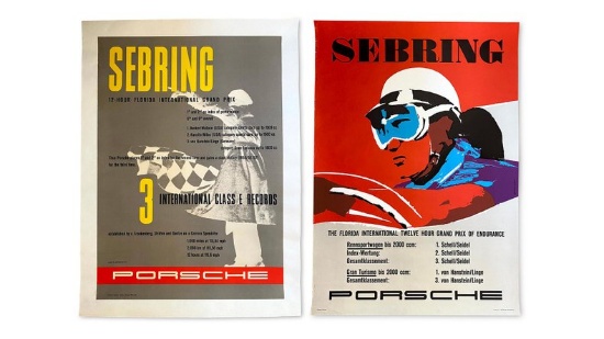 1957 Sebring 12 Hours and 1958 Sebring 12 Hours Porsche Factory Racing Posters