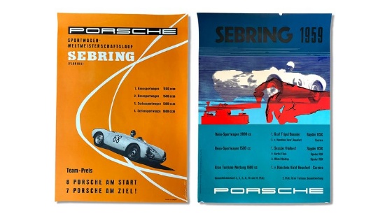 1955 Sebring 12 Hours and 1959 Sebring 12 Hours Porsche Factory Racing Posters