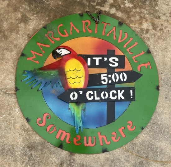 Margaritaville 5'oclock Metal Sign