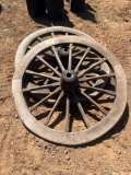 (2) Wooden Wagon Wheels