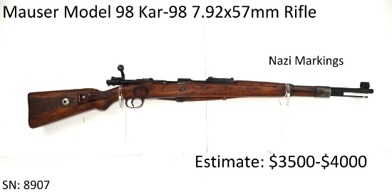 Mauser Model 98 Kar-98 7.62x57mm Nazi Markings