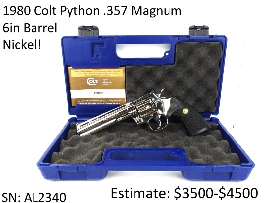 1980 Colt Python .357 Magnum Nickel Finish