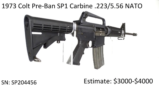 1973 Colt Pre-Ban SP1 Carbine .223/5.56 NATO