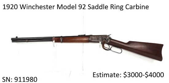 1920 Winchester Model 1892 Saddle Ring Carbine