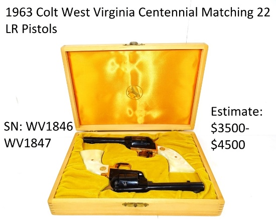 1963 Colt West Virginia Centennial 22 LR Pistols