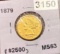 1879 $5 Gold Half Eagle CHOICE BU