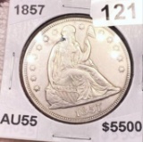 1857 Seated Liberty Dollar CHOICE AU