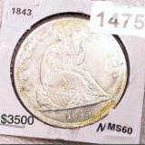 1843 Seated Liberty Dollar UNCIRCULATED