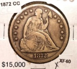 1872-CC Seated Liberty Dollar XF40