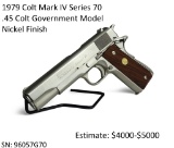 1979 Colt Mark IV Series 70 Nickel Finish .45 Colt