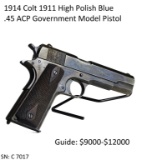1914 Colt 1911 High Polish Blue .45 ACP Pistol