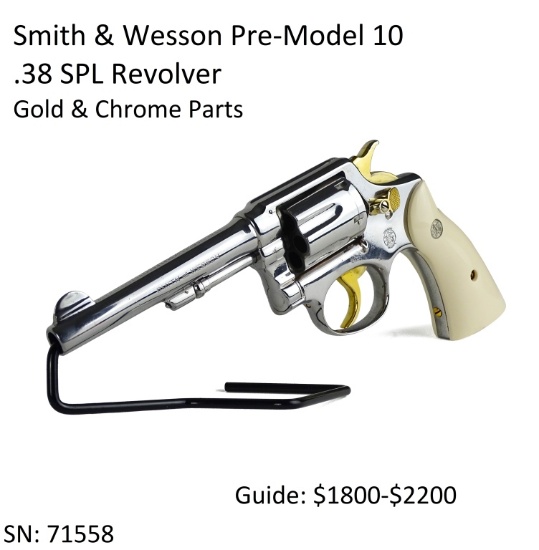 Smith & Wesson Pre-Model 10 .38 SPL Gold/Chrome