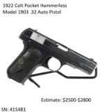 1922 Colt Pocket Hammerless .32 Auto Pistol