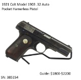 1921 Colt Model 1903 .32 Auto Pocket Hammerless