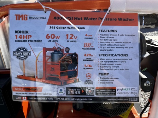 New TMG-HW41T Pressure Washer 4000PSI w/Tank