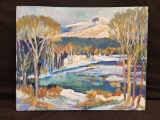 Vintage acrylic winter landscape